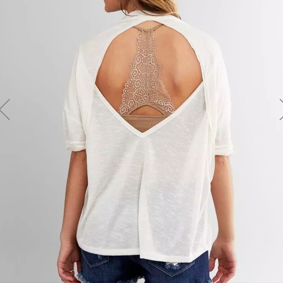 BKE short sleeved tee shirt open back slub knit, size small - Picture 2 of 12